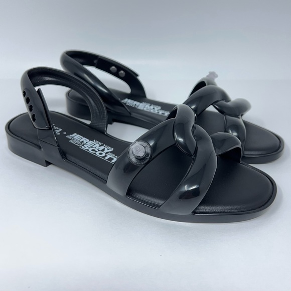 Melissa + Jeremy Scott Womens Tube Slingback Sandals Black Rubber Flat 5-9 New - Picture 3 of 16